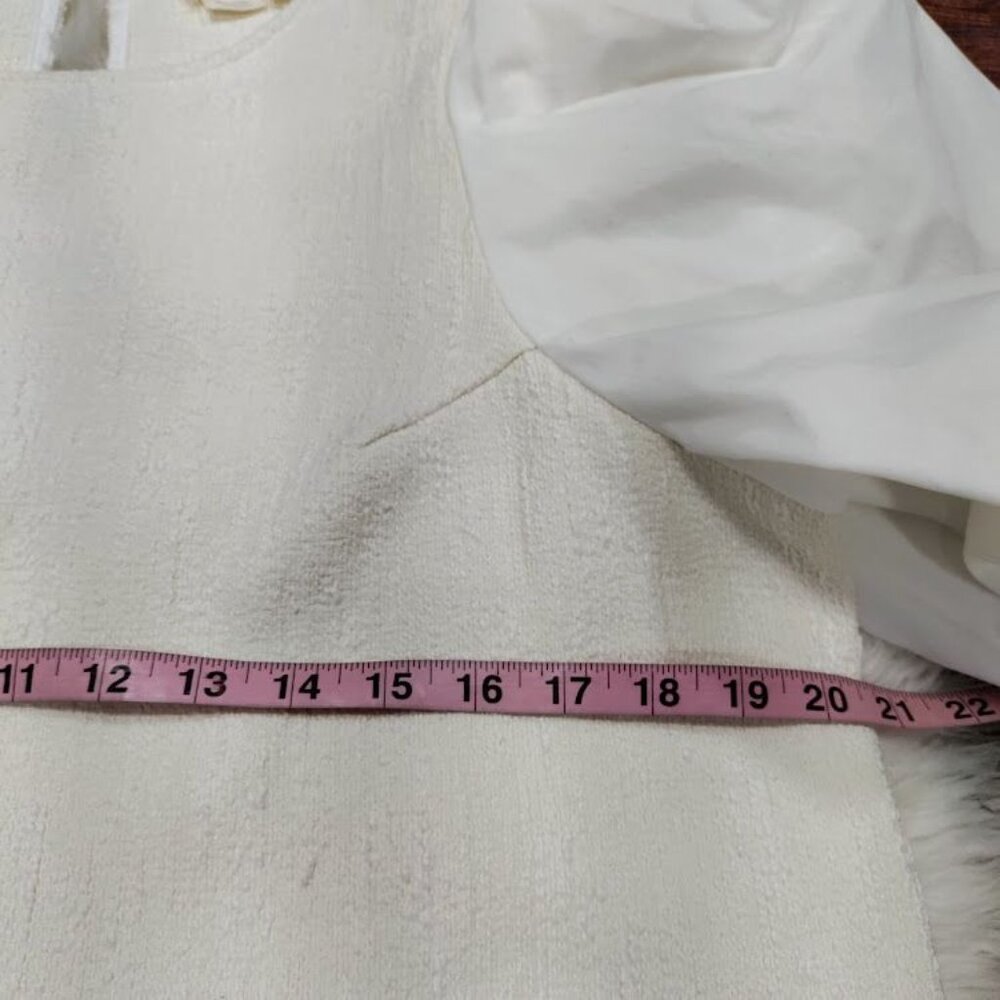 Anthropologie & Black Textured Puff Cream Whimsy Boho Sleeve Blouse L - Picture 9 of 14